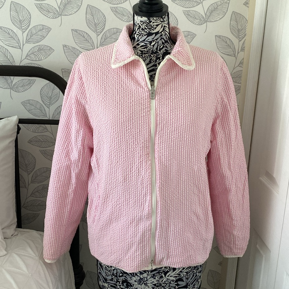 Weatherproof Garment Company reversible cotton quilted jacket pink white plaid